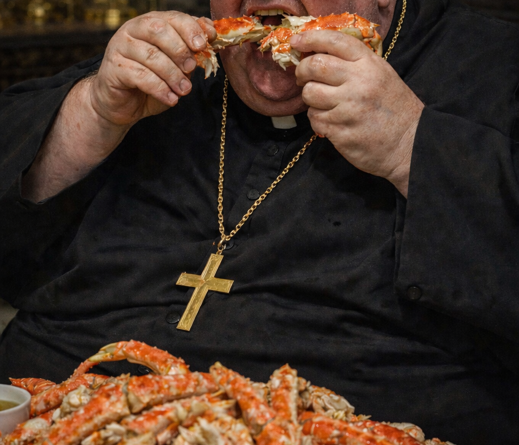 Priest Buys “Pentegon-Sized” Amount of Crab Legs